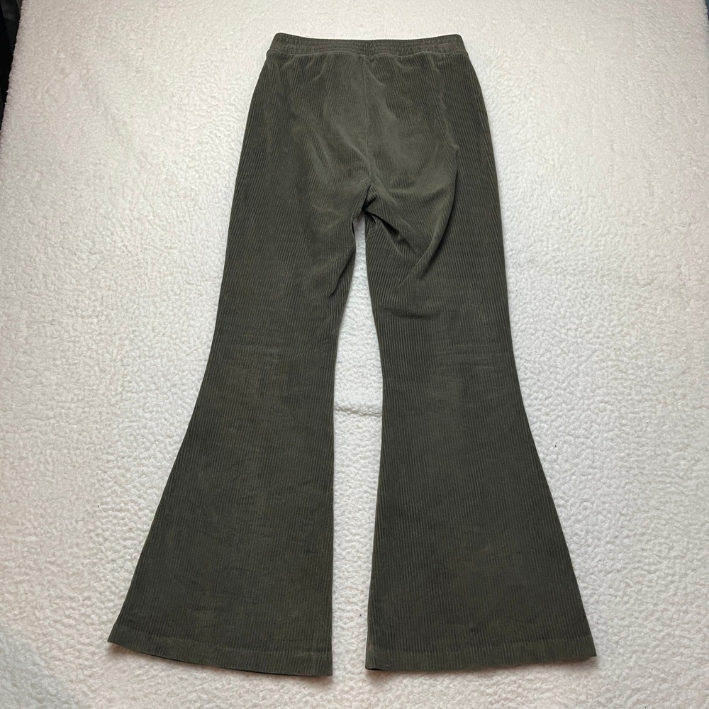 Aerie Pants Womens S Green Corduroy Flare Leg High Rise Elastic Waist 1453370966 - Picture 8 of 10